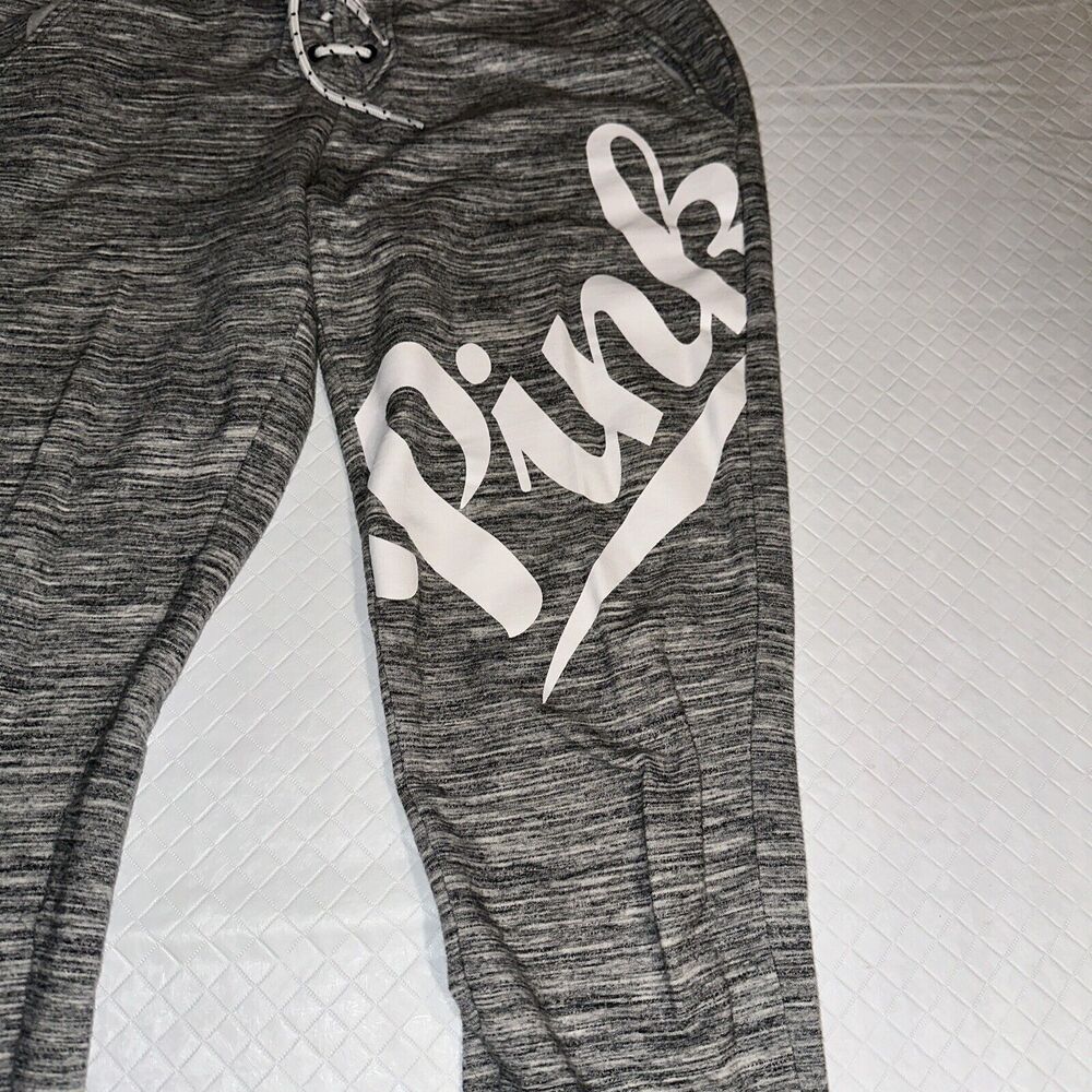Victoria's‎ Secret Pink | Gray White Logo Lace Up Tapered Collegiate Pants XS - Picture 2 of 8